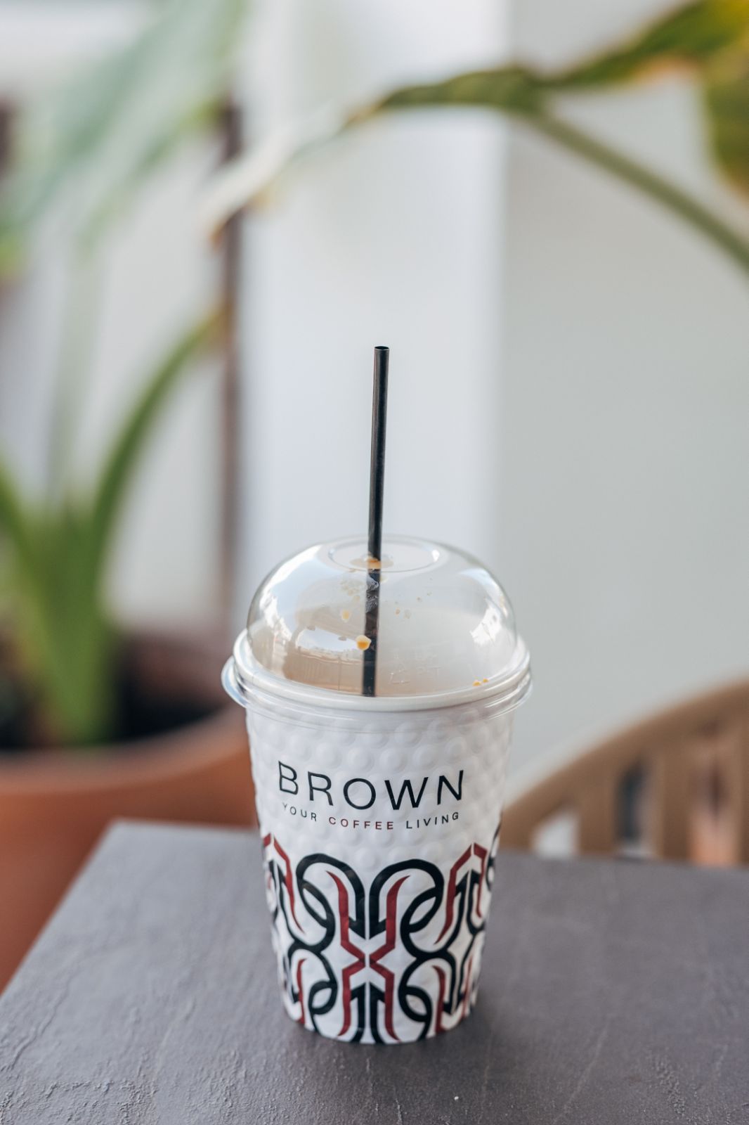 Φλιτζάνι Brown Cafe με φυτό δίπλα